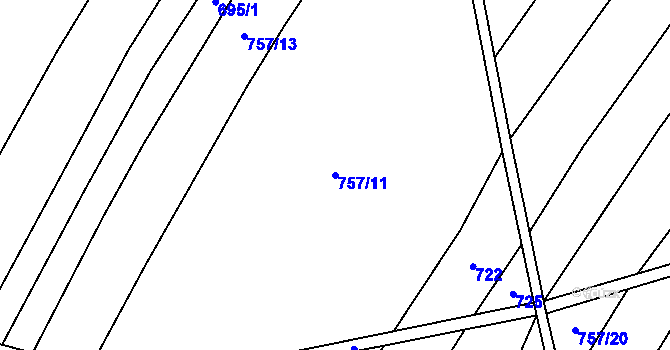 Parcela st. 757/11 v KÚ Kobeřice, Katastrální mapa