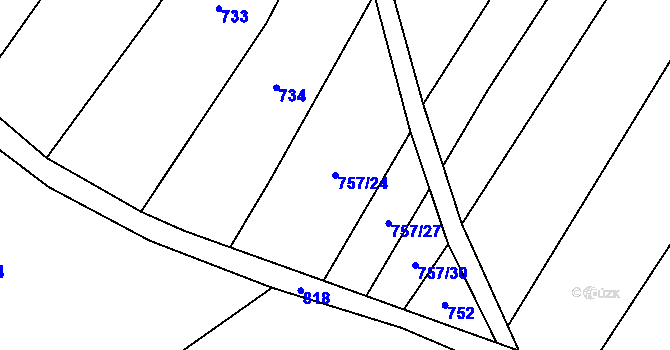 Parcela st. 757/24 v KÚ Kobeřice, Katastrální mapa