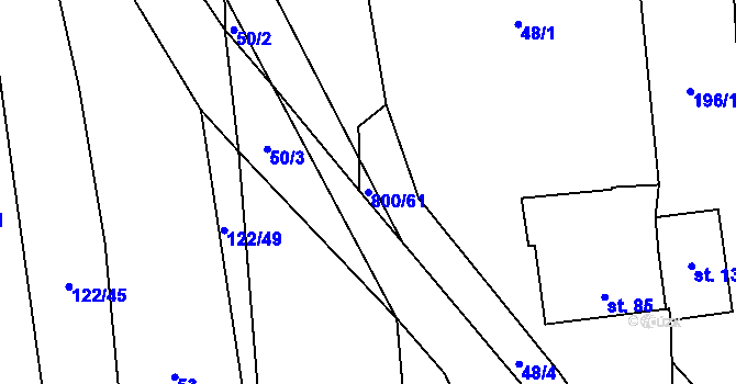 Parcela st. 800/61 v KÚ Kobeřice, Katastrální mapa