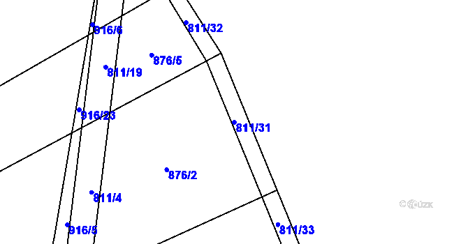 Parcela st. 811/31 v KÚ Kobeřice, Katastrální mapa