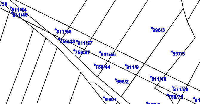 Parcela st. 811/56 v KÚ Kobeřice, Katastrální mapa