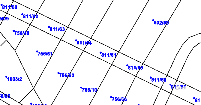 Parcela st. 811/61 v KÚ Kobeřice, Katastrální mapa