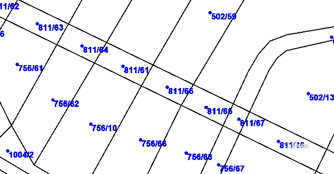 Parcela st. 811/66 v KÚ Kobeřice, Katastrální mapa