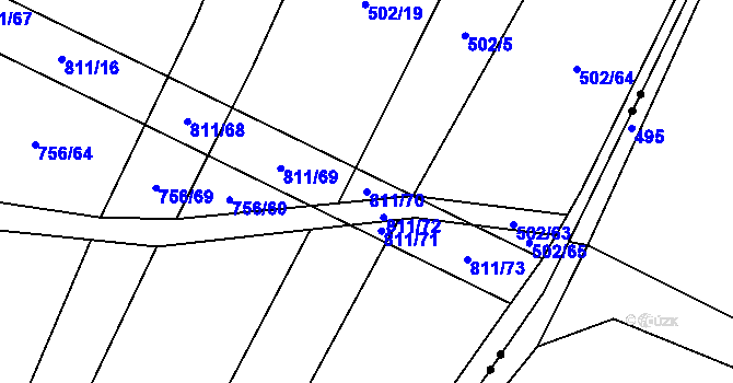 Parcela st. 811/70 v KÚ Kobeřice, Katastrální mapa