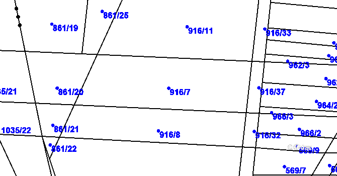 Parcela st. 916/7 v KÚ Kobeřice, Katastrální mapa