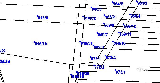Parcela st. 916/34 v KÚ Kobeřice, Katastrální mapa