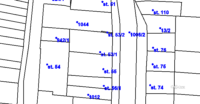 Parcela st. 53/1 v KÚ Kobeřice, Katastrální mapa