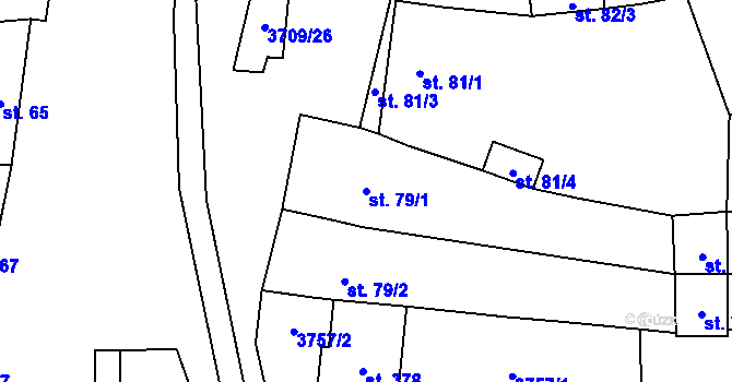 Parcela st. 79/1 v KÚ Hradčovice, Katastrální mapa