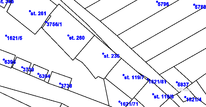 Parcela st. 236 v KÚ Hradčovice, Katastrální mapa
