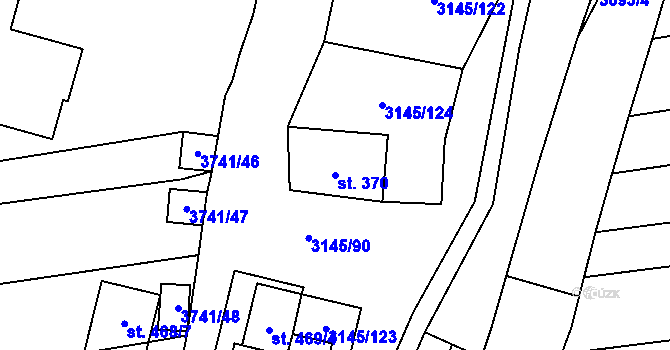 Parcela st. 370 v KÚ Hradčovice, Katastrální mapa