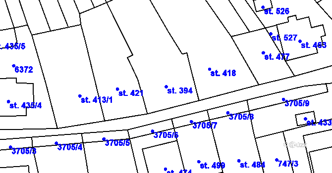 Parcela st. 394 v KÚ Hradčovice, Katastrální mapa
