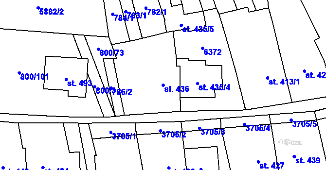 Parcela st. 436 v KÚ Hradčovice, Katastrální mapa