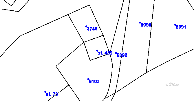 Parcela st. 459 v KÚ Hradčovice, Katastrální mapa