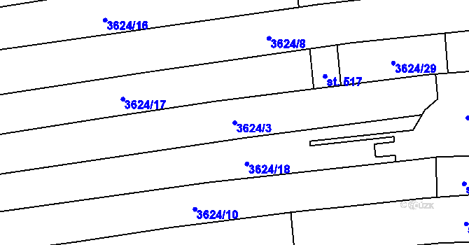 Parcela st. 3624/3 v KÚ Hradčovice, Katastrální mapa