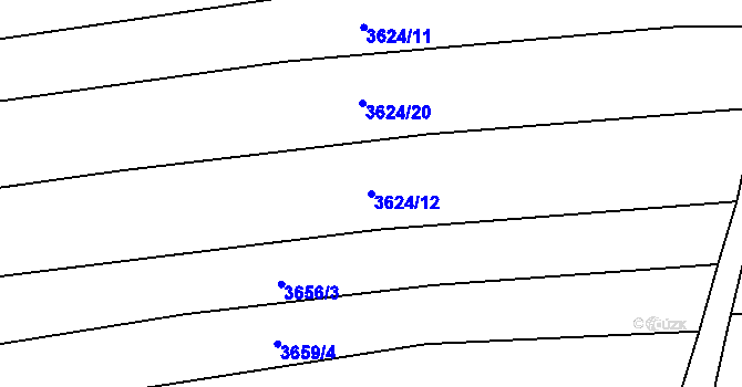 Parcela st. 3624/12 v KÚ Hradčovice, Katastrální mapa