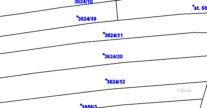 Parcela st. 3624/20 v KÚ Hradčovice, Katastrální mapa