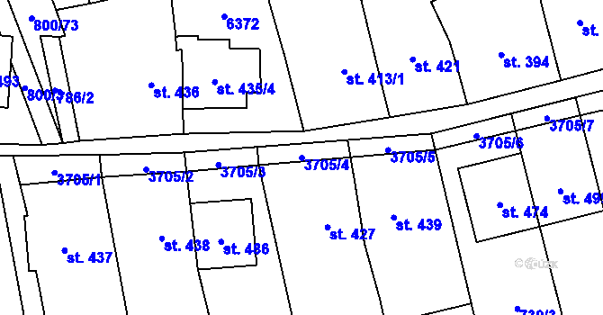 Parcela st. 3705/4 v KÚ Hradčovice, Katastrální mapa