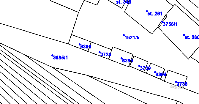 Parcela st. 3724 v KÚ Hradčovice, Katastrální mapa