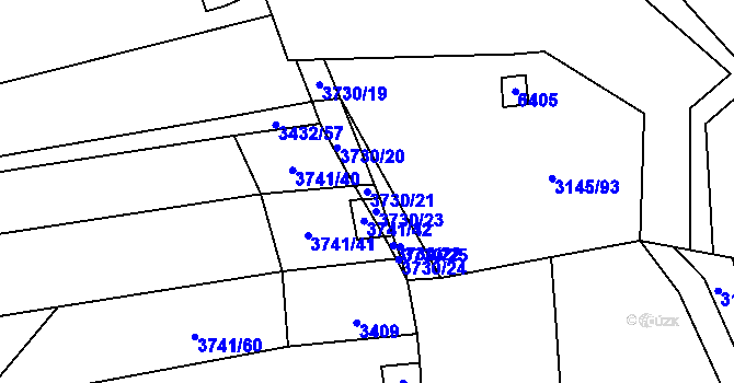 Parcela st. 3730/21 v KÚ Hradčovice, Katastrální mapa