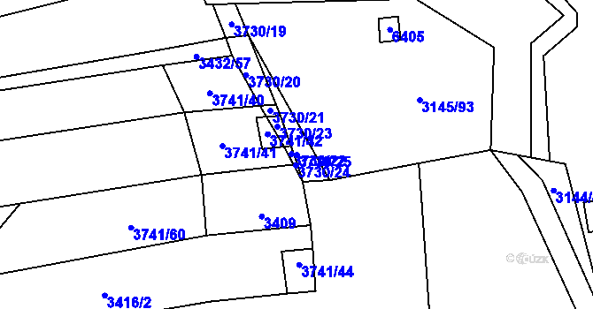 Parcela st. 3730/25 v KÚ Hradčovice, Katastrální mapa