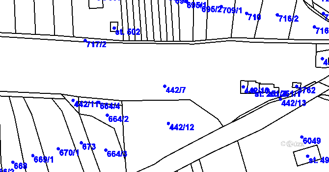Parcela st. 442/7 v KÚ Hradčovice, Katastrální mapa