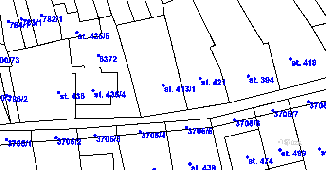 Parcela st. 413/1 v KÚ Hradčovice, Katastrální mapa