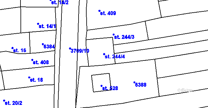 Parcela st. 244/4 v KÚ Hradčovice, Katastrální mapa
