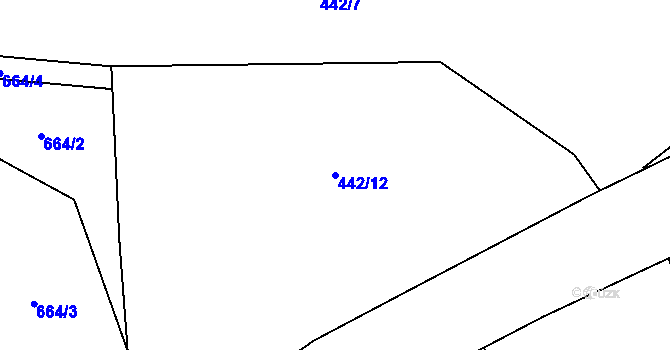 Parcela st. 442/12 v KÚ Hradčovice, Katastrální mapa
