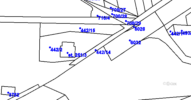 Parcela st. 442/14 v KÚ Hradčovice, Katastrální mapa