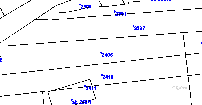 Parcela st. 2405 v KÚ Lhotka u Hradčovic, Katastrální mapa