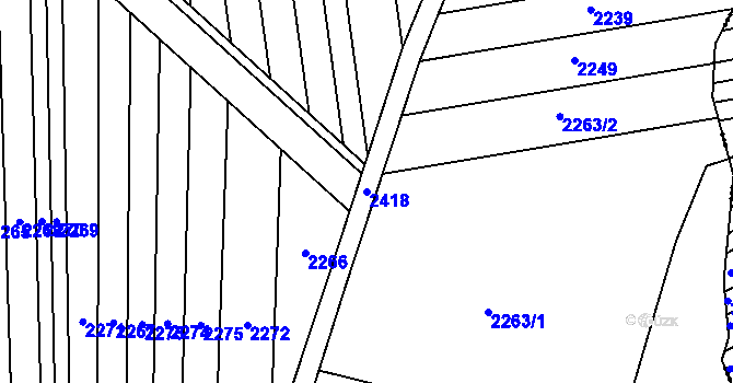 Parcela st. 2418 v KÚ Lhotka u Hradčovic, Katastrální mapa