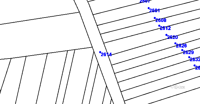 Parcela st. 2614 v KÚ Lhotka u Hradčovic, Katastrální mapa