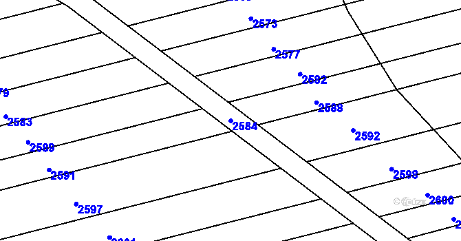 Parcela st. 2584 v KÚ Lhotka u Hradčovic, Katastrální mapa