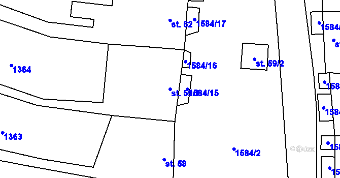 Parcela st. 59/1 v KÚ Lhotka u Hradčovic, Katastrální mapa