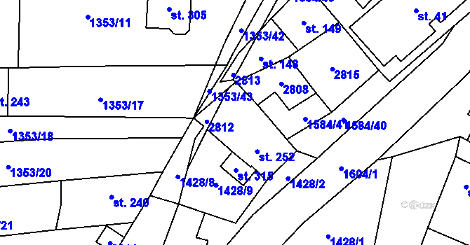 Parcela st. 72 v KÚ Lhotka u Hradčovic, Katastrální mapa