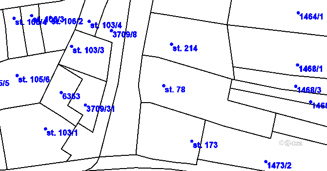 Parcela st. 78 v KÚ Lhotka u Hradčovic, Katastrální mapa