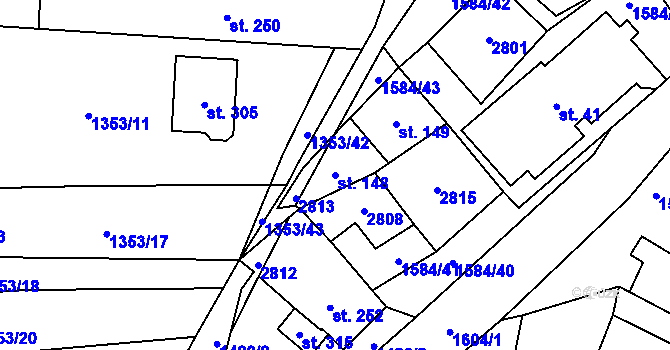 Parcela st. 148 v KÚ Lhotka u Hradčovic, Katastrální mapa