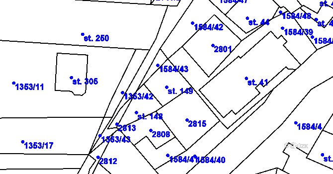 Parcela st. 149 v KÚ Lhotka u Hradčovic, Katastrální mapa