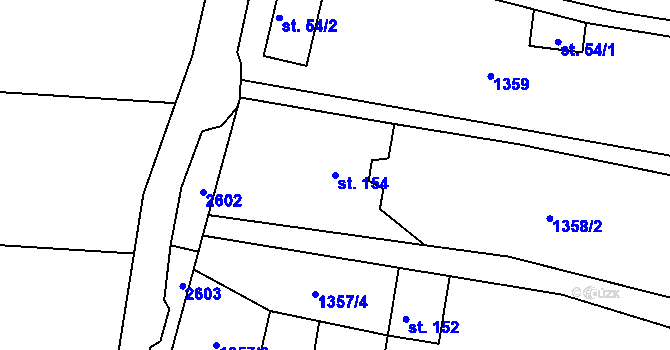 Parcela st. 154 v KÚ Lhotka u Hradčovic, Katastrální mapa