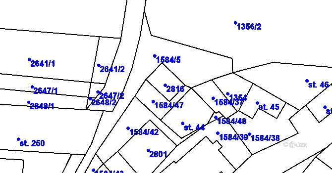 Parcela st. 205 v KÚ Lhotka u Hradčovic, Katastrální mapa