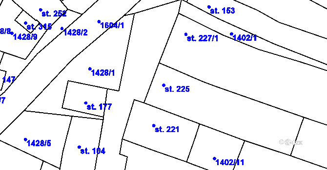 Parcela st. 225 v KÚ Lhotka u Hradčovic, Katastrální mapa
