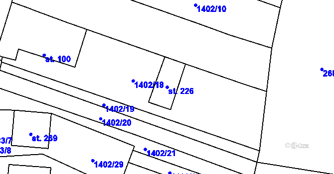 Parcela st. 226 v KÚ Lhotka u Hradčovic, Katastrální mapa