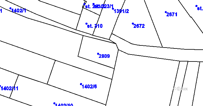 Parcela st. 227/2 v KÚ Lhotka u Hradčovic, Katastrální mapa