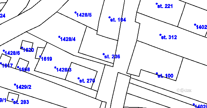 Parcela st. 236 v KÚ Lhotka u Hradčovic, Katastrální mapa
