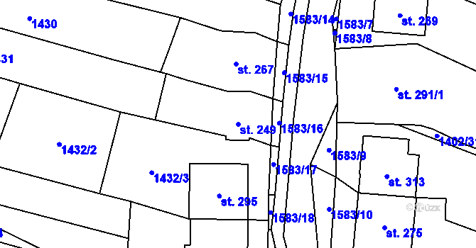 Parcela st. 249 v KÚ Lhotka u Hradčovic, Katastrální mapa