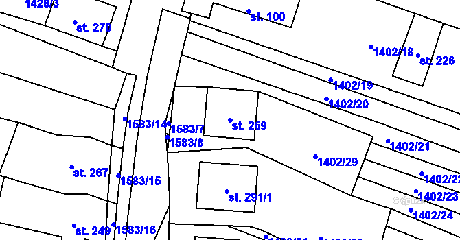 Parcela st. 269 v KÚ Lhotka u Hradčovic, Katastrální mapa