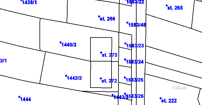 Parcela st. 273 v KÚ Lhotka u Hradčovic, Katastrální mapa