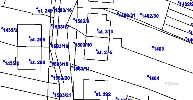 Parcela st. 275 v KÚ Lhotka u Hradčovic, Katastrální mapa
