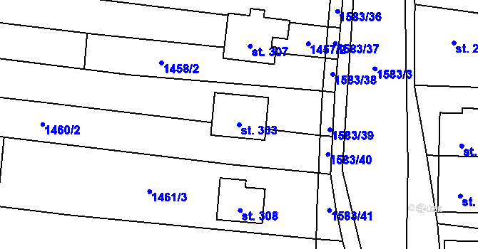 Parcela st. 303 v KÚ Lhotka u Hradčovic, Katastrální mapa