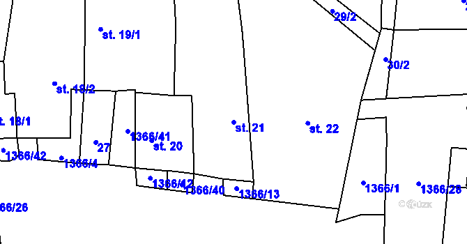 Parcela st. 21 v KÚ Hradec u Stoda, Katastrální mapa